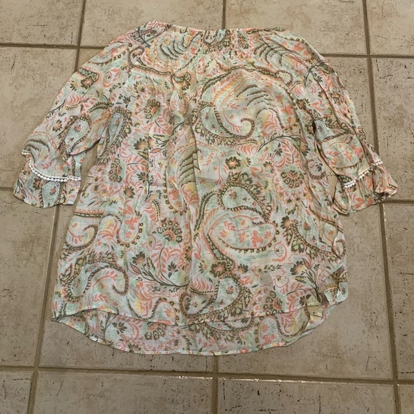 New Directions Boho Paisley Smocked Blouse - Size XL - Picture 4 of 6
